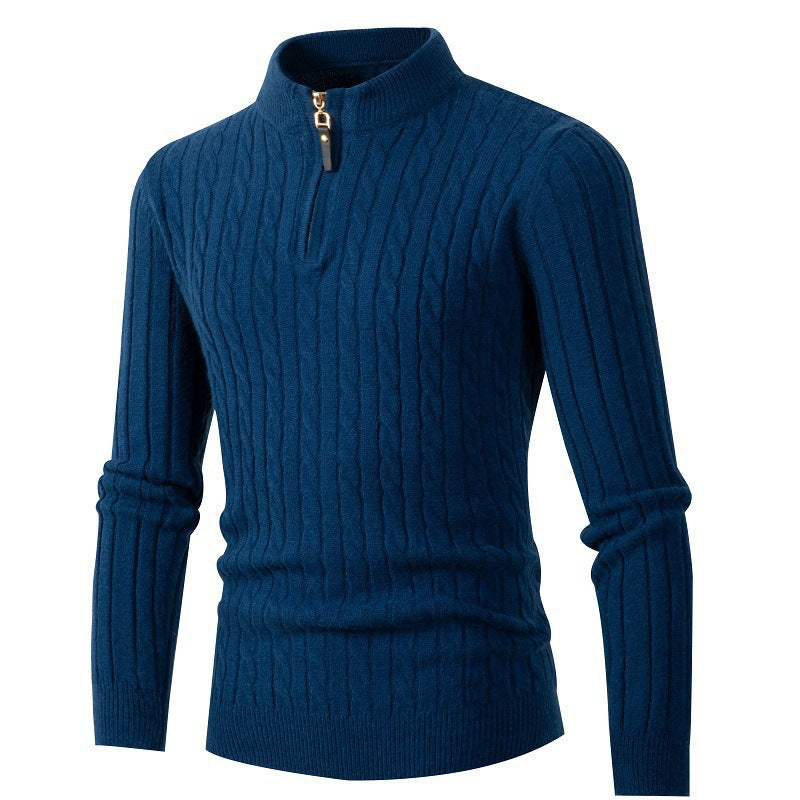 Warm Zip Neck Cable Knit Sweater