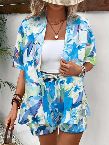 Cute Floral Tankini and Shorts Outfit