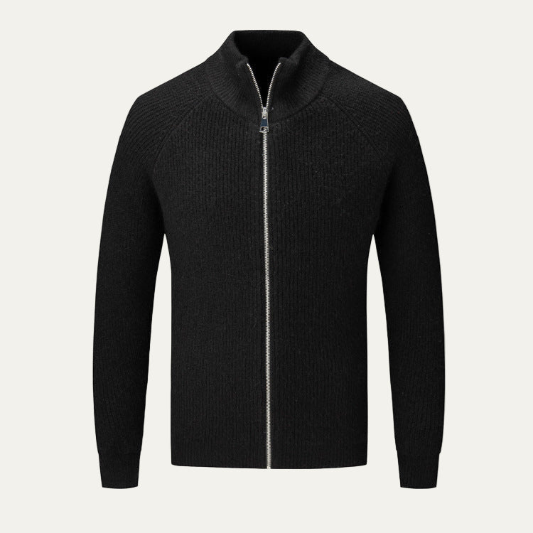 Men's Thick Crew Neck Zip Sweater