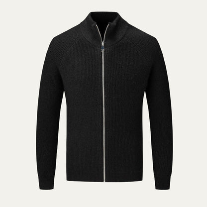 Men's Thick Crew Neck Zip Sweater
