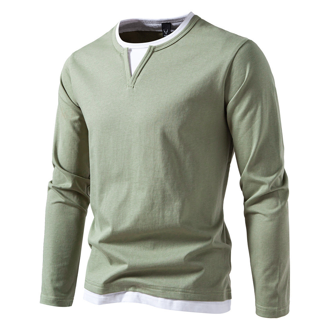 Classic V-Neck Long-Sleeve Layered Top Shirt