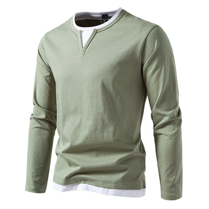Classic V-Neck Long-Sleeve Layered Top Shirt