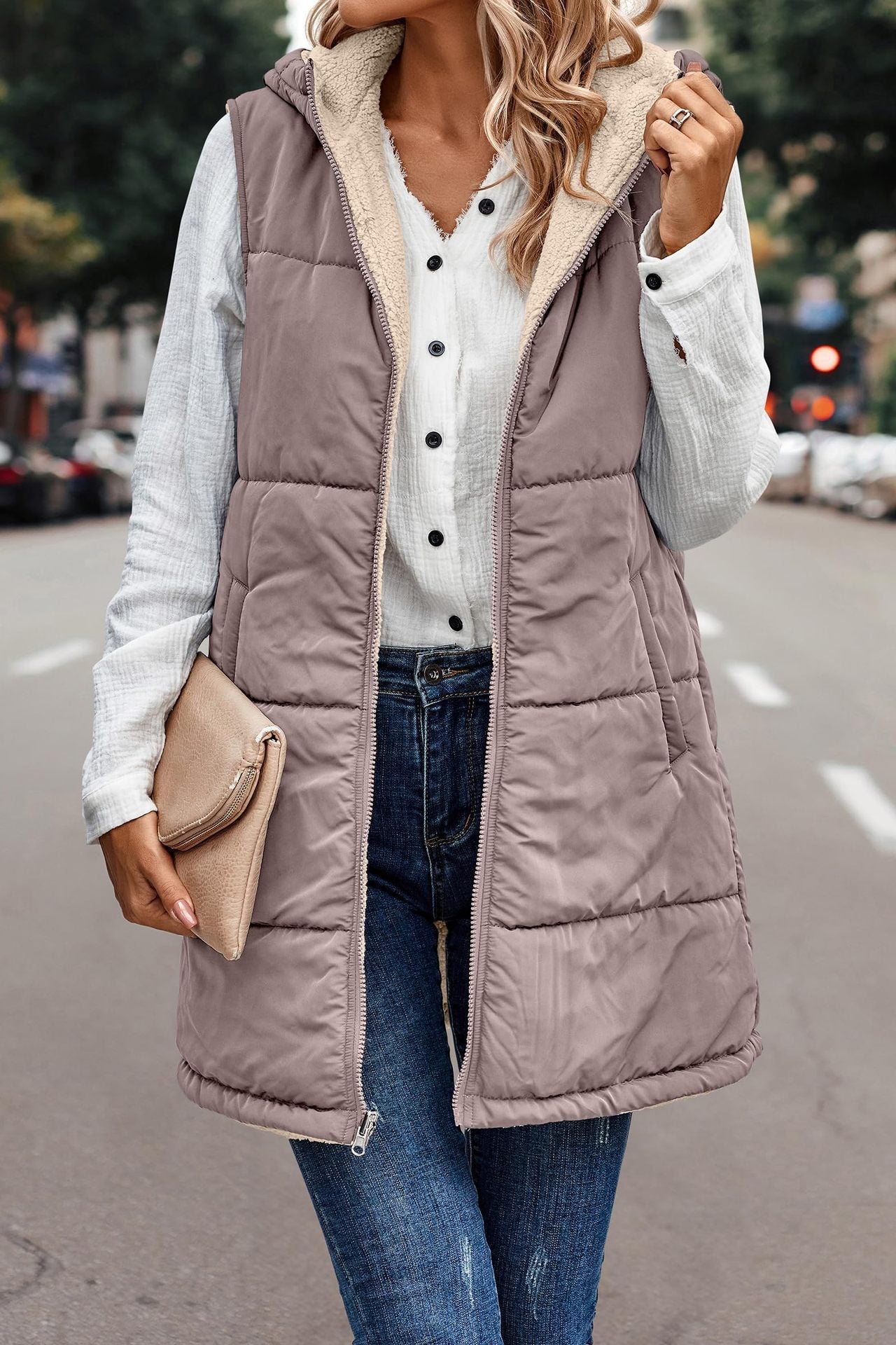 Cozy Reversible Hooded Puffer Vest