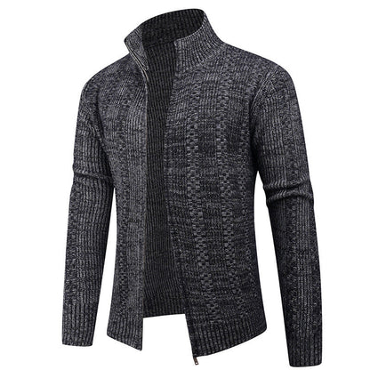Thick Knit High Neck Cardigan Sweater