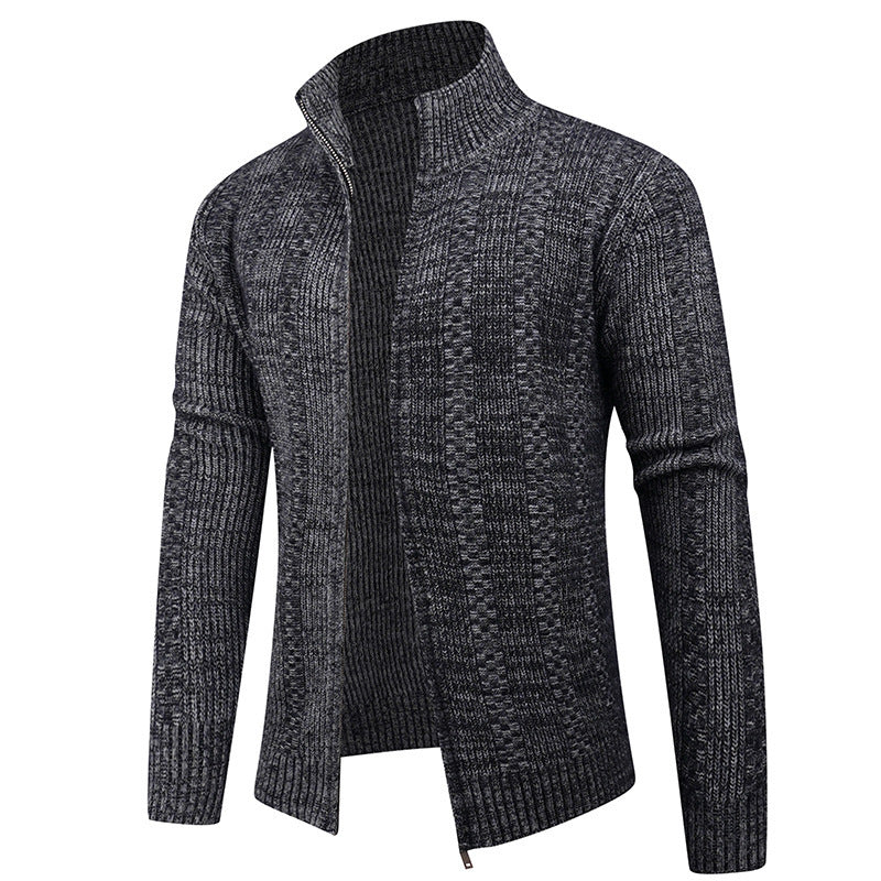 Men's Thick Quilted Zip Up Sweater Jacket