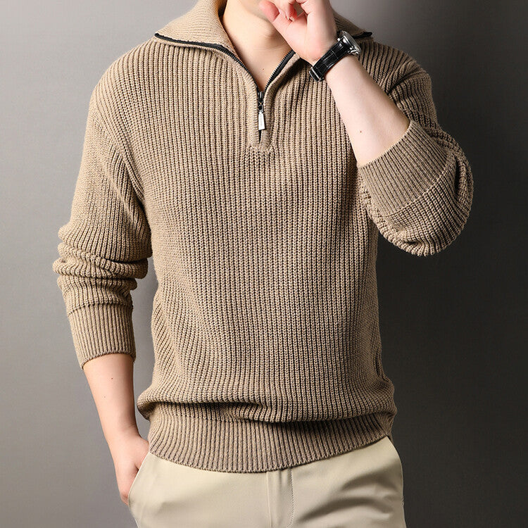 Warm Cable Knit Half Zip Sweater