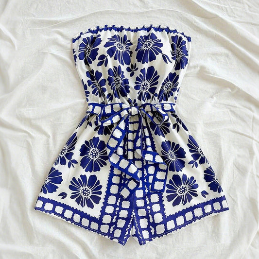 Cute Summer Tube Top Jumpsuit Romper - OutfitLondon