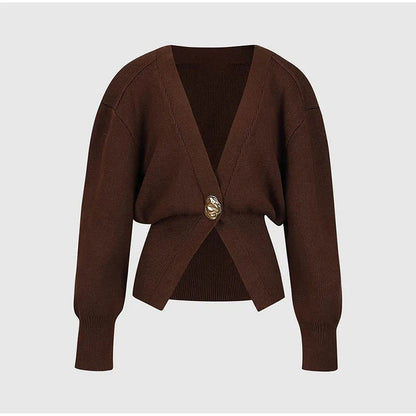 Women's Open Front Cardigan Sweater with Gold Buttons
