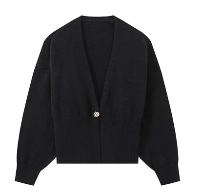 Women's Open Front Cardigan Sweater with Gold Buttons
