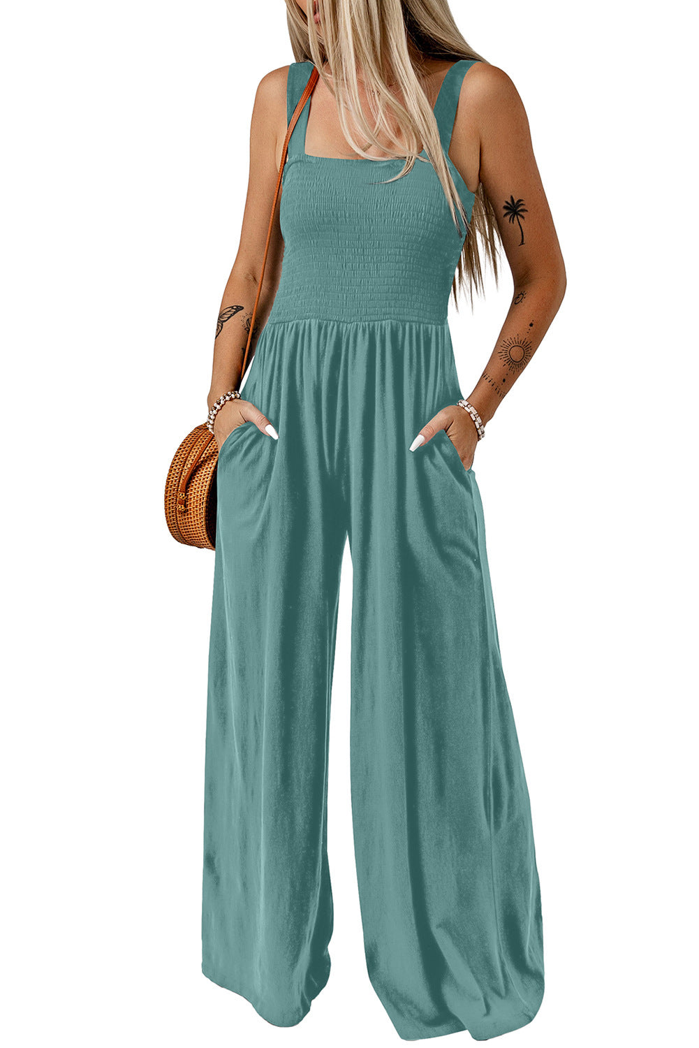 Comfortable Flowy Square Neck Jumpsuit