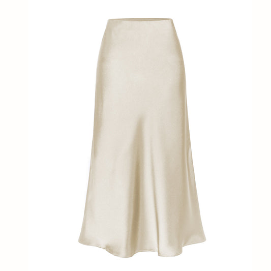 Chic High Waisted Midi Skirt with Side Split - OutfitLondon