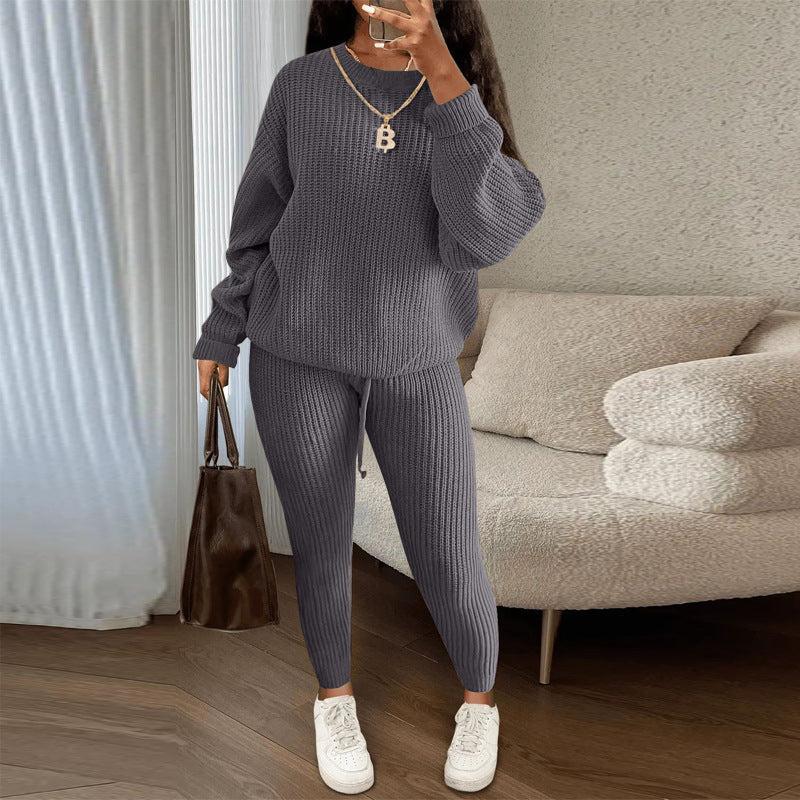 Soft Fleece Loungewear Set with Long Sleeve Top