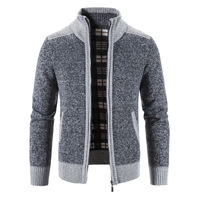 Men's Thick Cable Knit Zipper Sweater Cardigan