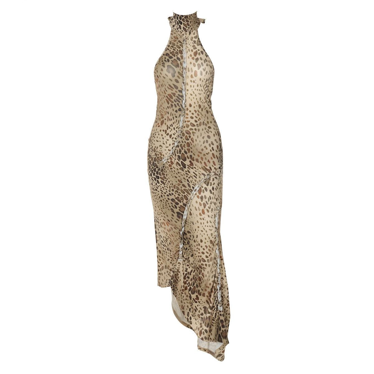 Elegant Animal Print Strapless Maxi Dress