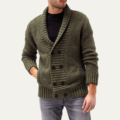 Thick Cable Knit Men's Cardigan Sweater