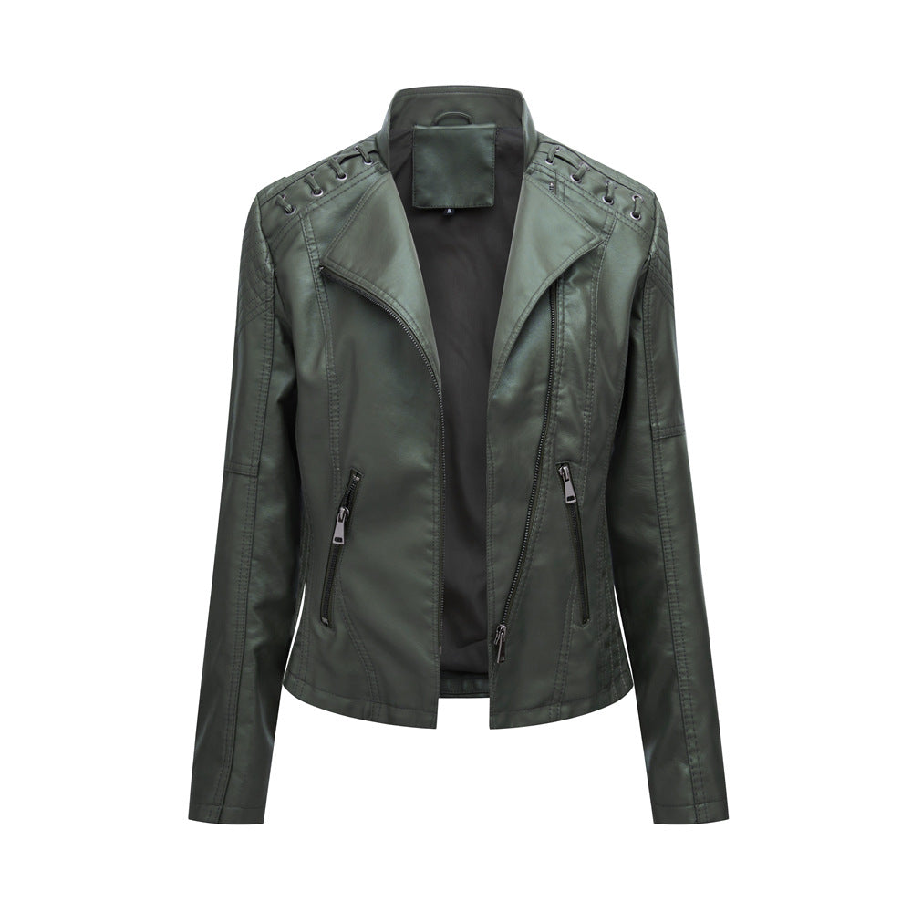 Classic Synthetic Leather Ladies Coat for Everyday Use
