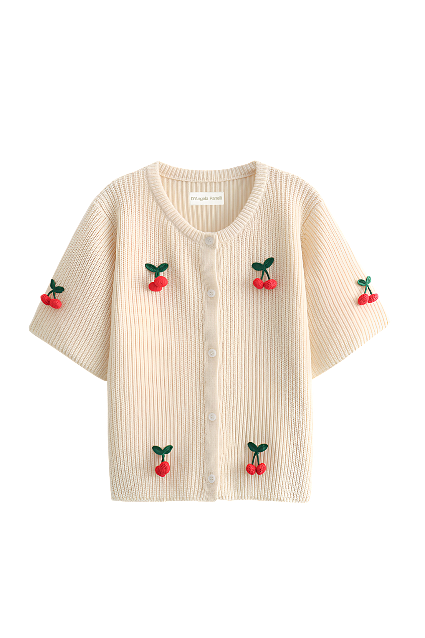 Cozy Ladies Knitted Cardigan with Sweet Cherry Pattern - OutfitLondon