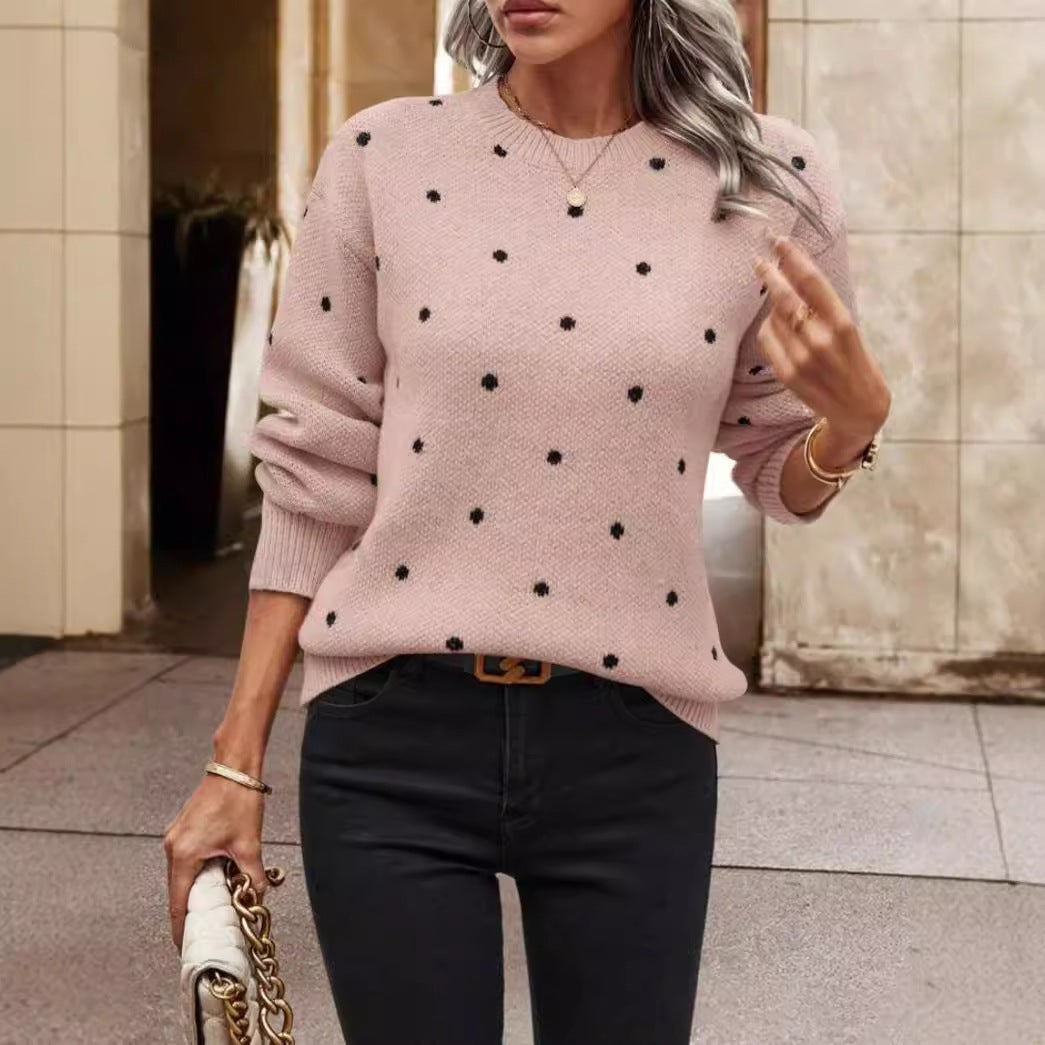 Soft Relaxed Fit Women's Polka Dot Sweater