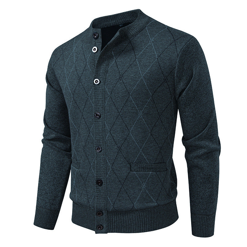 Classic Geometric Knit Men's Cardigan Sweater