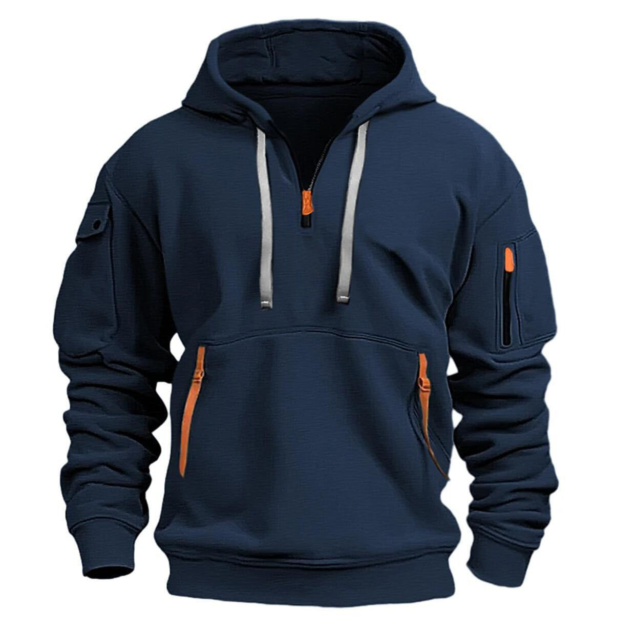 Comfy Men's Quarter Zip Hooded Sweatshirt