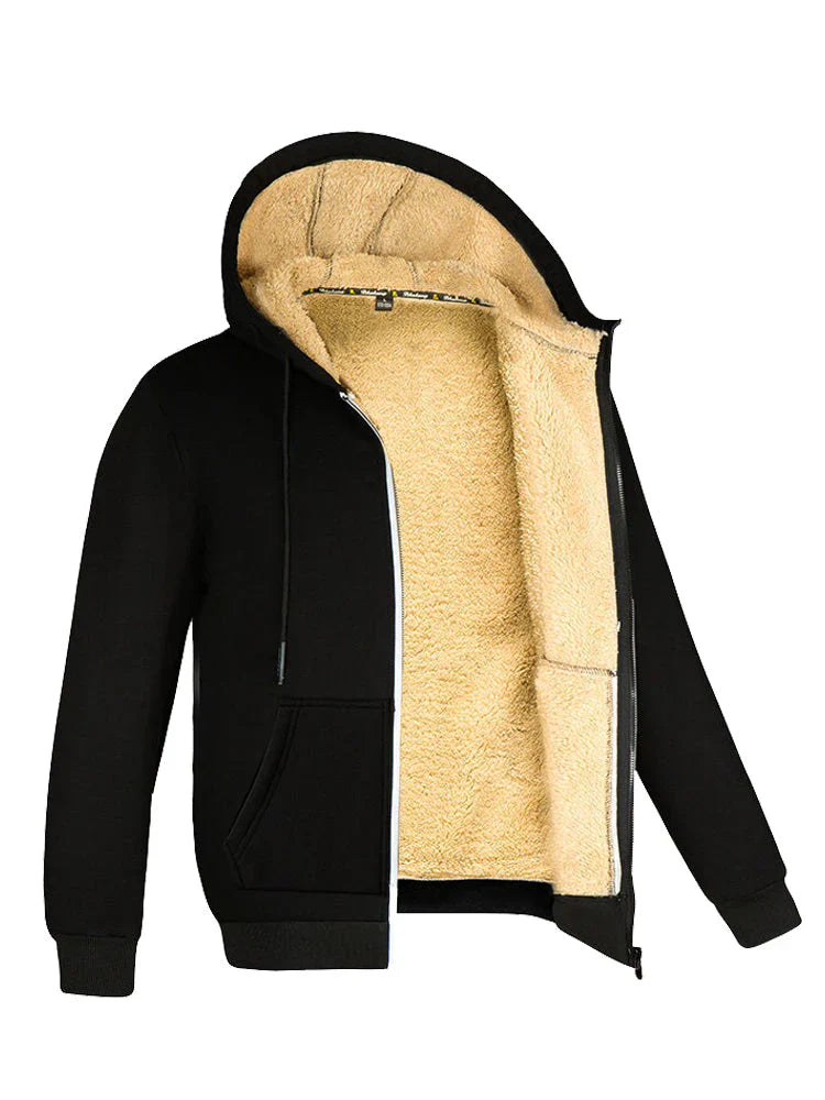 Warm Men's Fleece Hoodie with Faux Fur Inside