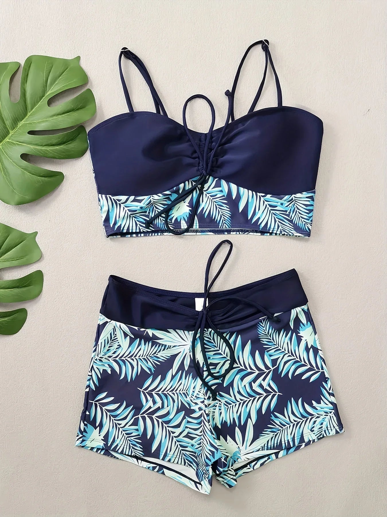 Oaklyn Bikini | Two-Piece Bikini Set with Leaf Print and Boyshorts