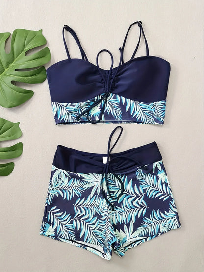 Oaklyn Bikini | Two-Piece Bikini Set with Leaf Print and Boyshorts