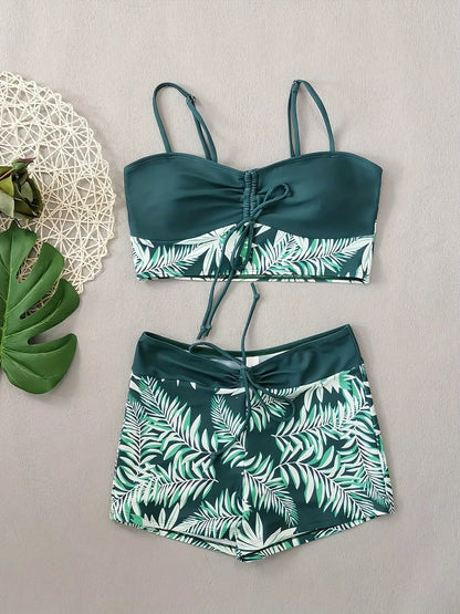 Oaklyn Bikini | Two-Piece Bikini Set with Leaf Print and Boyshorts