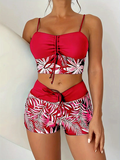 Oaklyn Bikini | Two-Piece Bikini Set with Leaf Print and Boyshorts