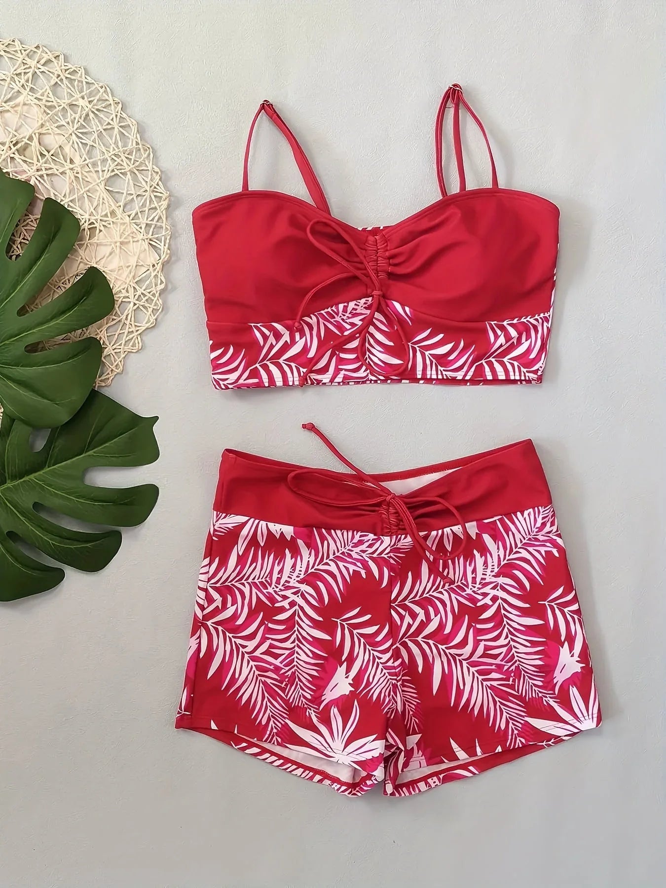 Oaklyn Bikini | Two-Piece Bikini Set with Leaf Print and Boyshorts