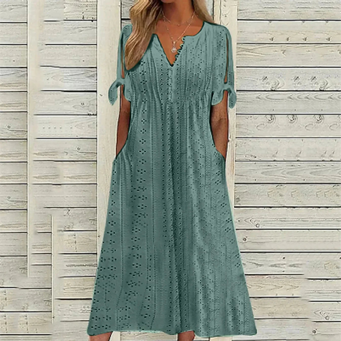 Odessia Dress | Summer Eyelet Midi Dress