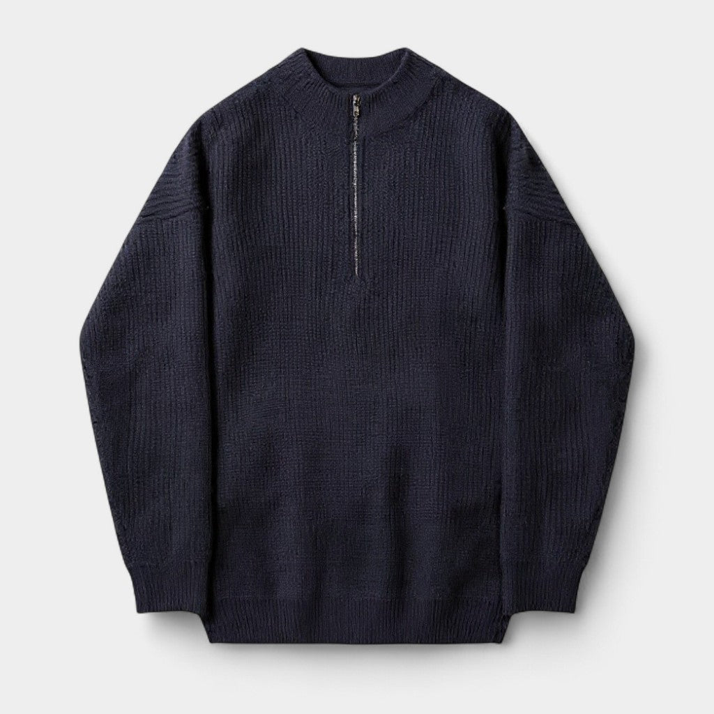 Classic Mens Half Zip Crew Neck Sweater - OutfitLondon