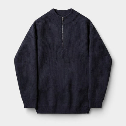 Classic Mens Half Zip Crew Neck Sweater - OutfitLondon