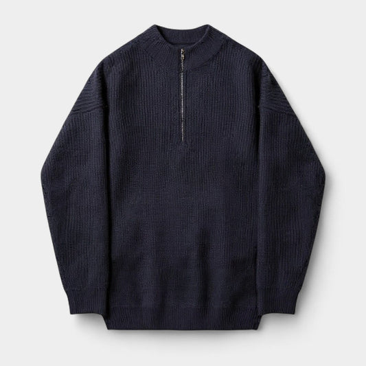 Classic Mens Half Zip Crew Neck Sweater - OutfitLondon