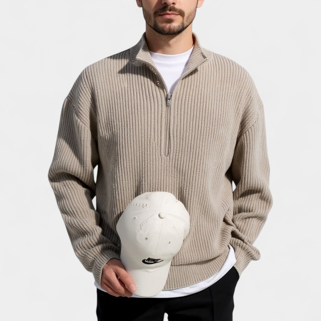 Classic Mens Half Zip Crew Neck Sweater