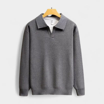 Traditional Mens Knit Polo Sweater Long Sleeve Classic Fit