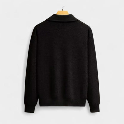 Traditional Mens Knit Polo Sweater Long Sleeve Classic Fit
