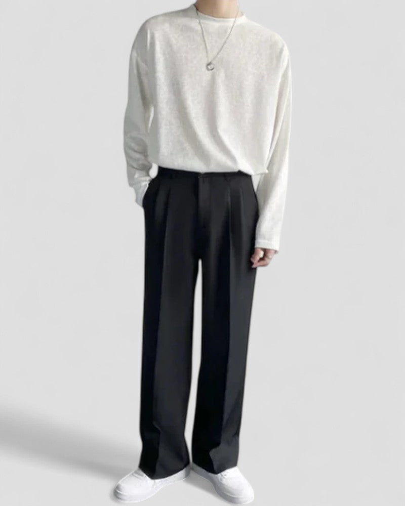 Classic Fit Mens Wide Leg Pants