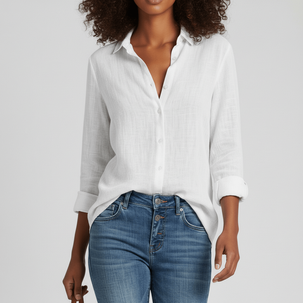 Classic Green Button Front Long Sleeve Top - OutfitLondon