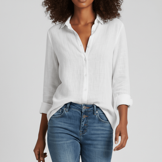 Classic Green Button Front Long Sleeve Top - OutfitLondon