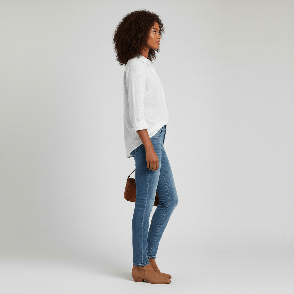 Classic Green Button Front Long Sleeve Top