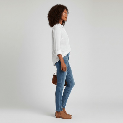 Classic Green Button Front Long Sleeve Top