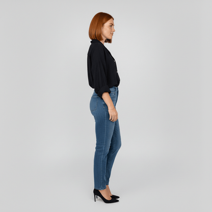Classic Green Button Front Long Sleeve Top