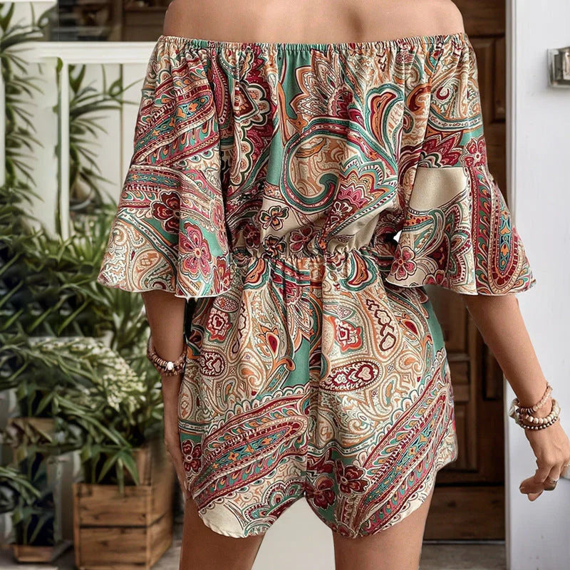 Boho Chic Off Shoulder Floral Romper