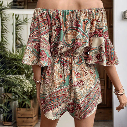 Boho Chic Off Shoulder Floral Romper