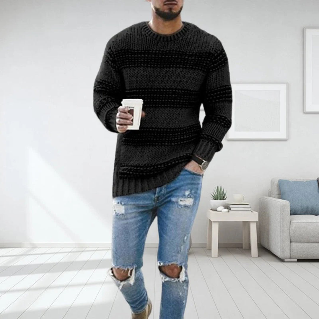 Warm Striped Crew Neck Men's Sweater