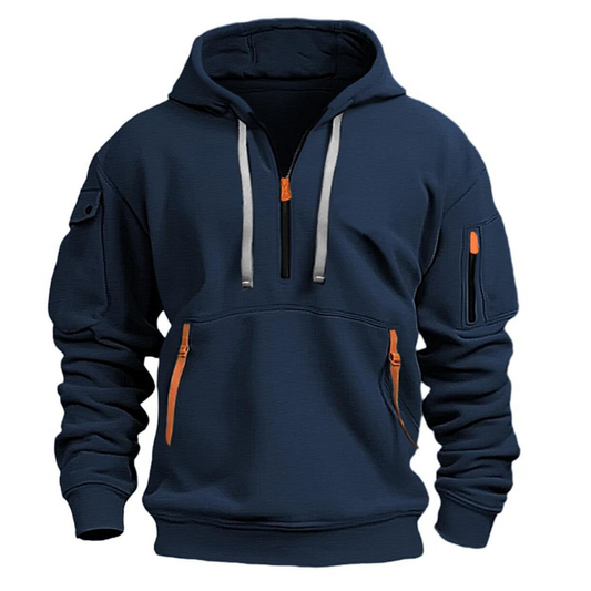 Casual Urban Quarter Zip Mens Hooded Sweatshirt - OutfitLondon