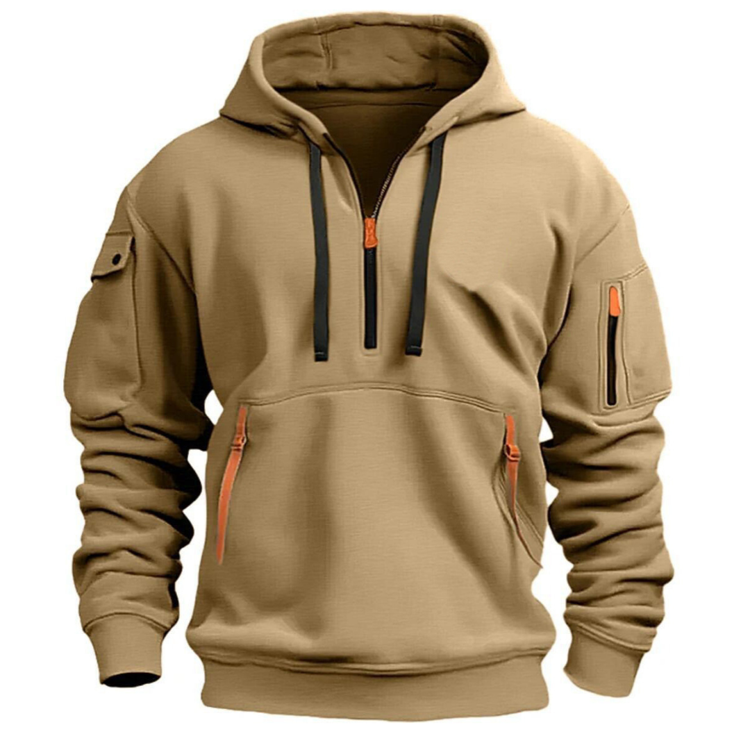 Casual Urban Quarter Zip Mens Hooded Sweatshirt