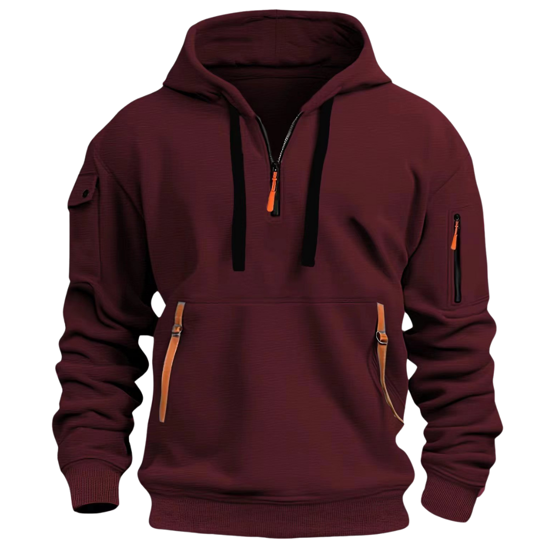 Casual Urban Quarter Zip Mens Hooded Sweatshirt
