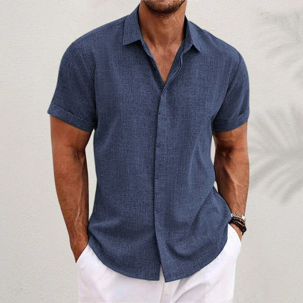 Men's Cotton Linen Short Sleeve Shirt - OutfitLondon